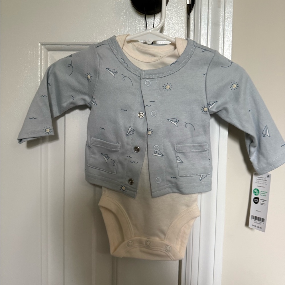Adorable Blue and Cream Baby Outfit
